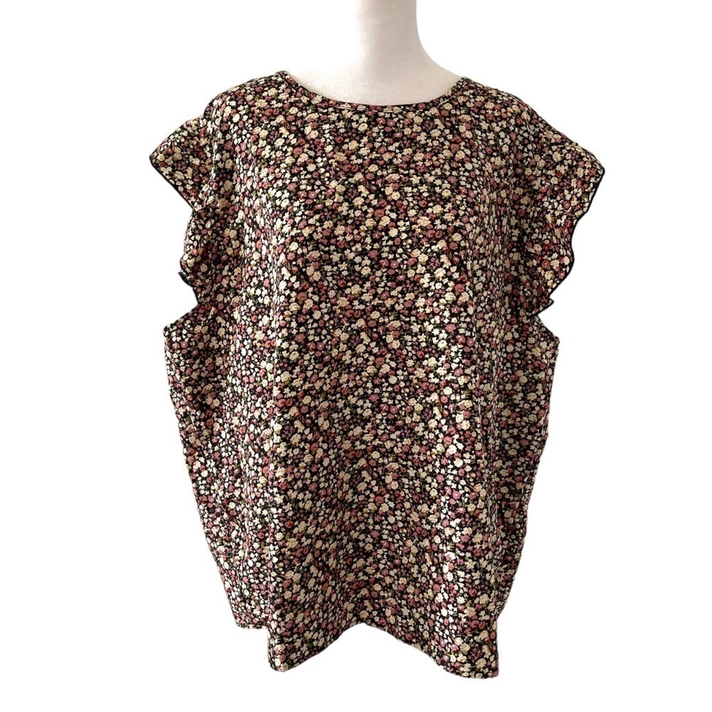 Emery Rose 4XL blouse floral purple black ruffles